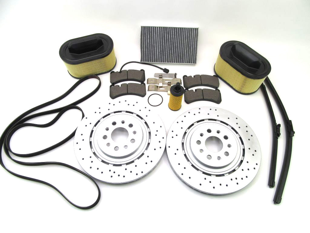 Maserati Ghibli Quattroporte front brake pads rotors filters belt service kit #868