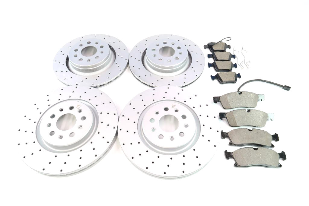 Maserati Levante front rear brake pads & drilled rotors upgrade TopEuro #1221