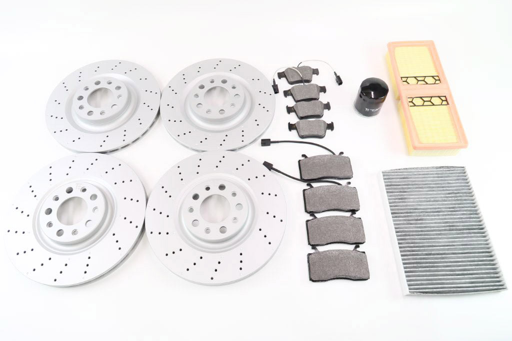 Alfa Romeo Giulia filters & front rear brake pads rotors drilled upgrade TopEuro #1303