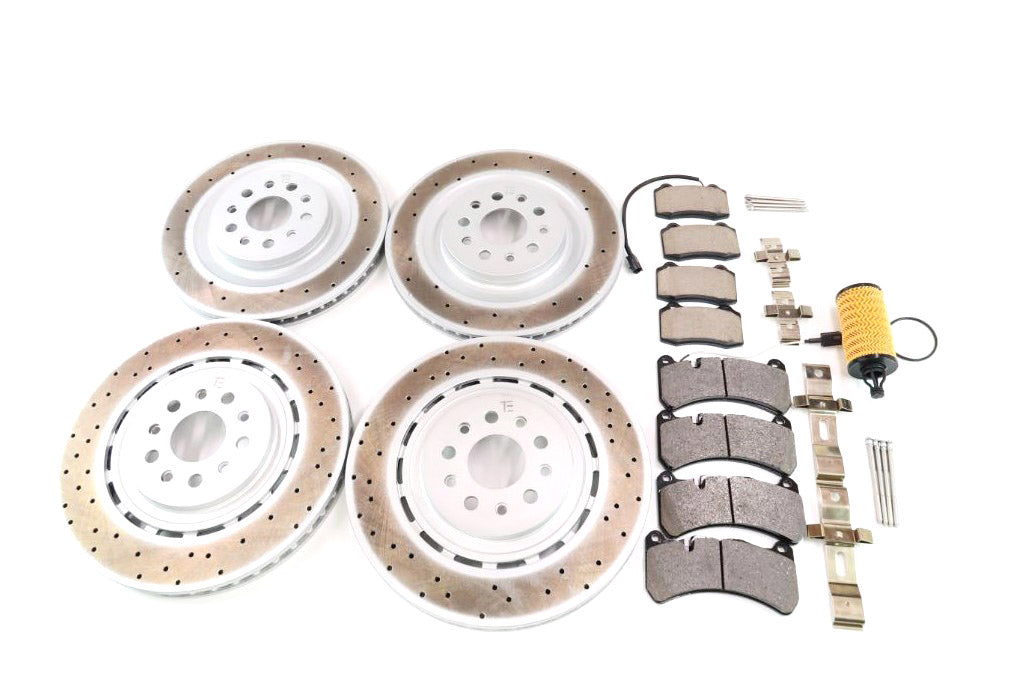 Maserati Ghibli Quattroporte front rear brake pads & rotors + oil filter 17-24 #1316