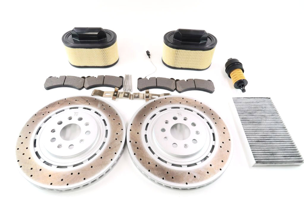 Maserati Ghibli Quattroporte front brake pads rotors air oil cabin filters #1318