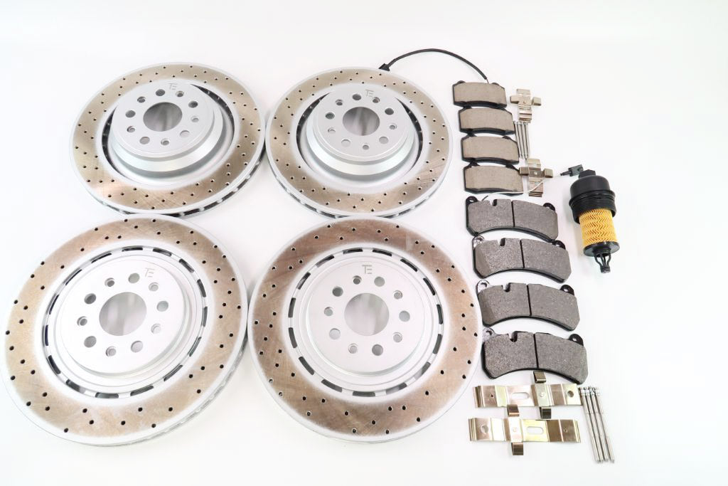 Maserati Ghibli Quattroporte front rear brake pads rotors + oil filter 17-22 #1315